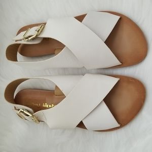 Dirty Laundry White Criss Cross Leather Sandal